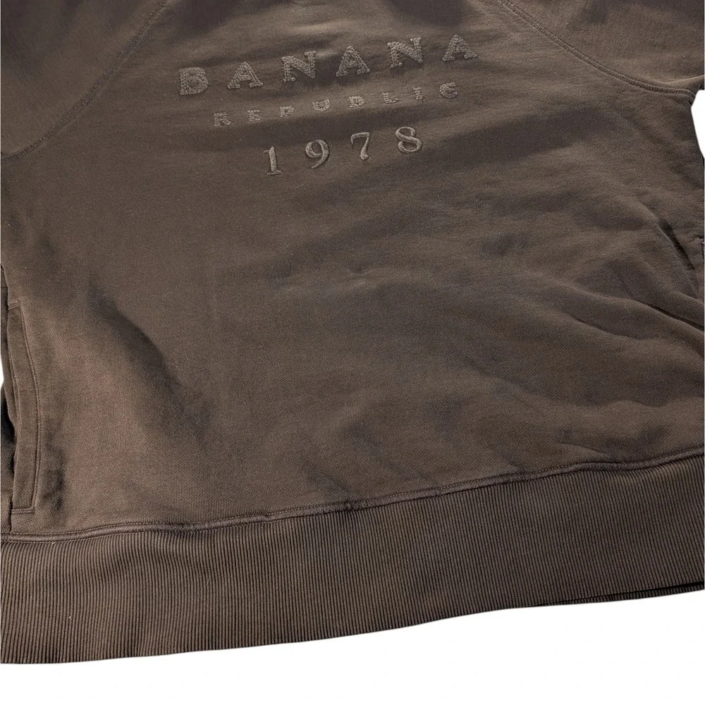 Banana Republic Hooded Sweatshirt Pockets Brown‎ Textured Logo Mens Large